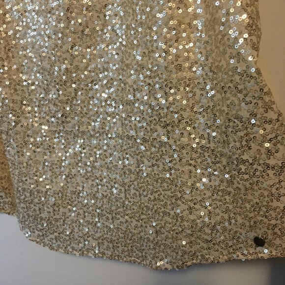 Abercrombie & Fitch Cream and Gold Sequin Sheer Glamorous Tank Top - Picture 8 of 16